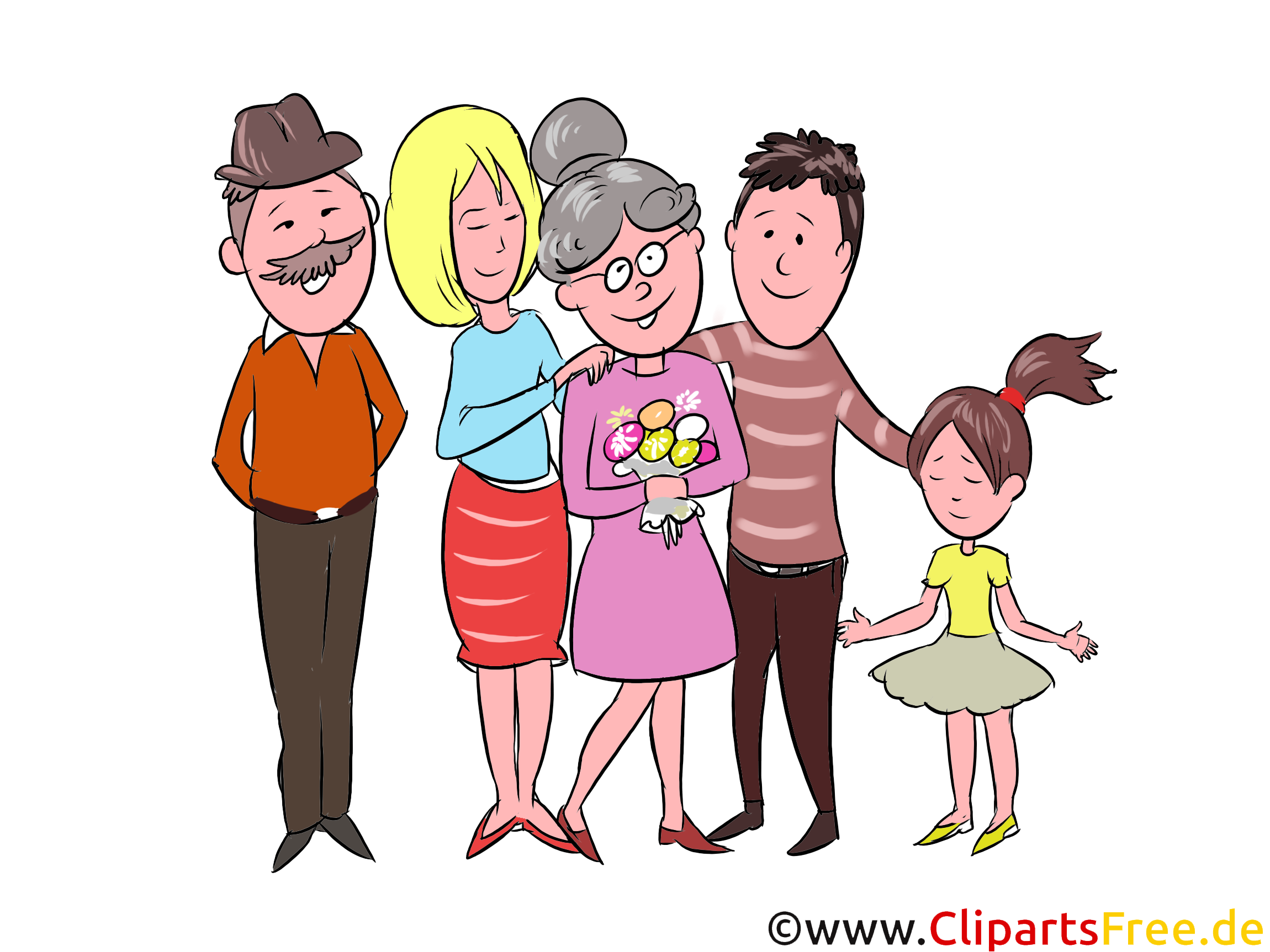 Grandmother Grandfather Spouses Children Clipart Illustration Picture