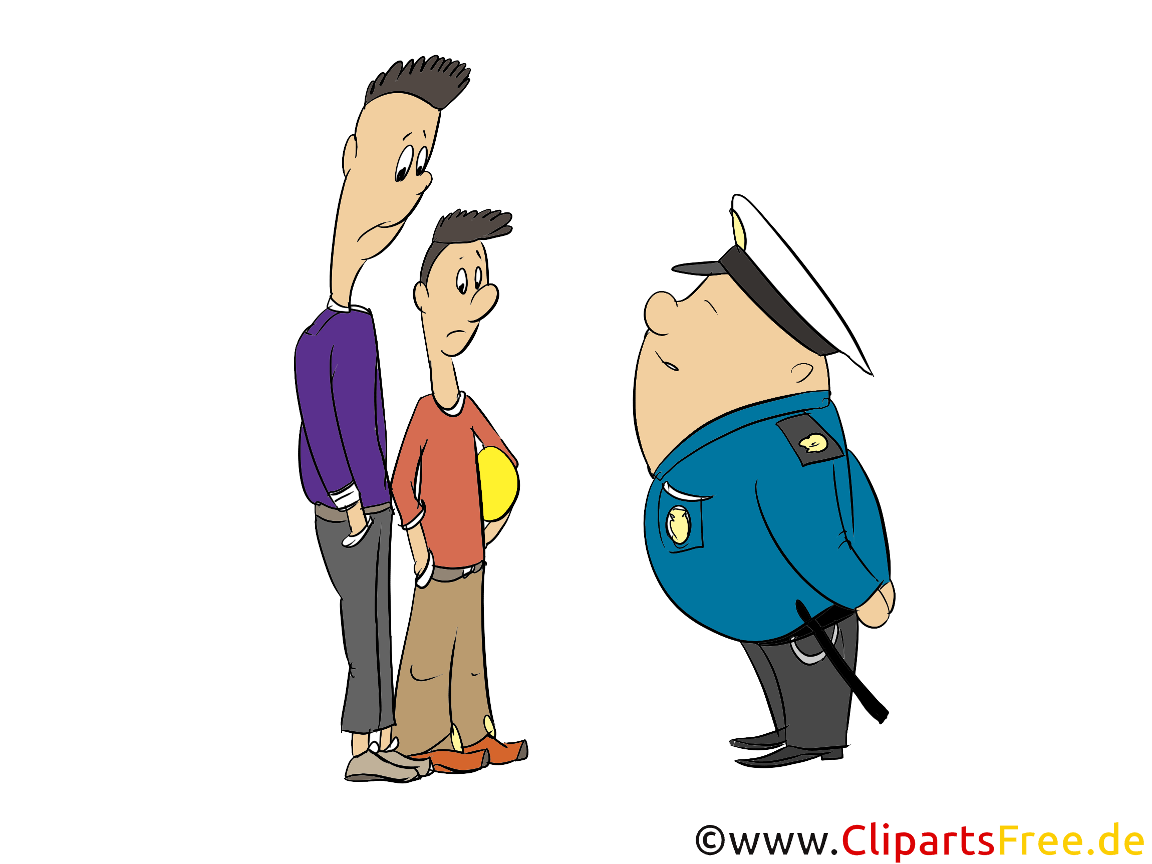 Polizist und junge Leute Clipart, Bild, Comic