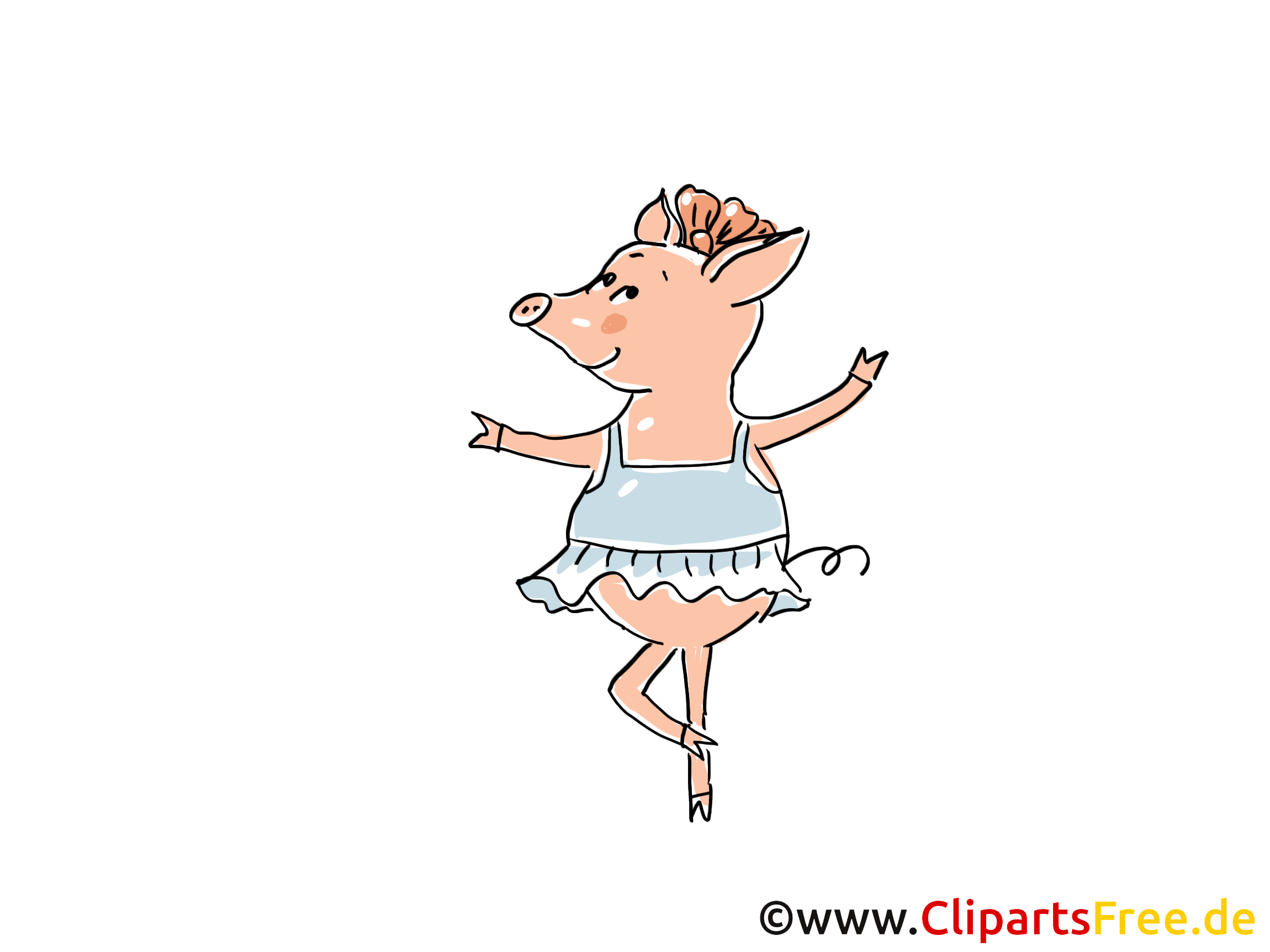 Schweinchen Ballerina Cartoon Clipart Bild Illustration