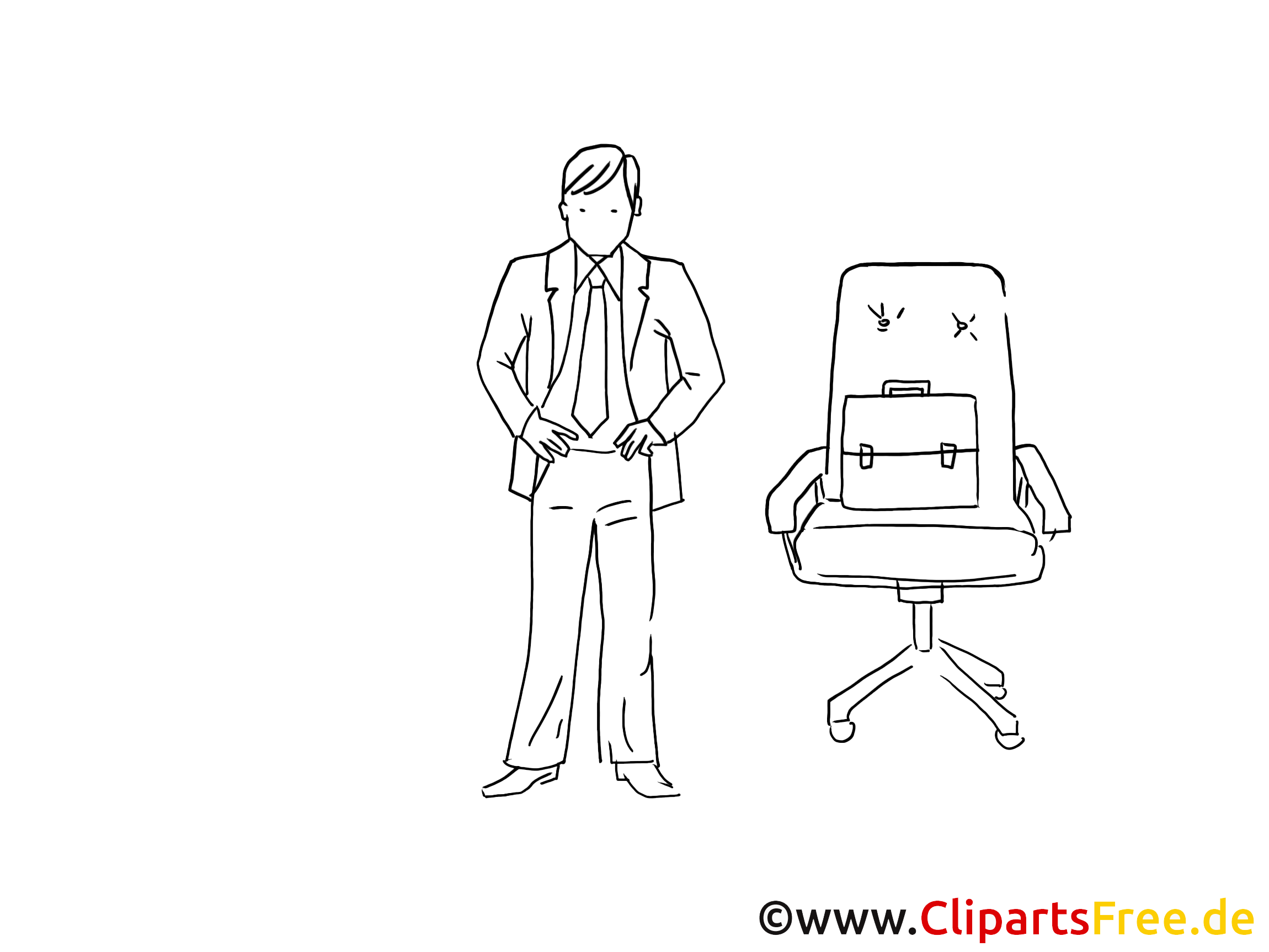 Chef, Mann, Boss Cliparts schwarz-weiss