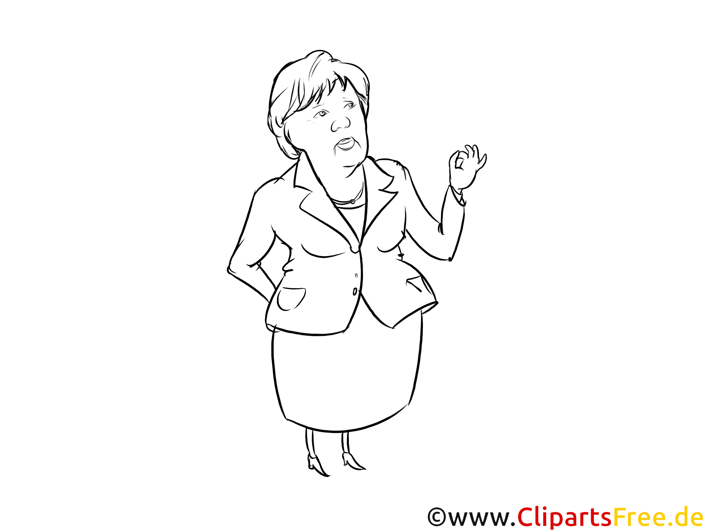 ʻO ke kiʻi ʻoniʻoni ʻo Angela Merkel, caricature, ʻeleʻele a keʻokeʻo ...