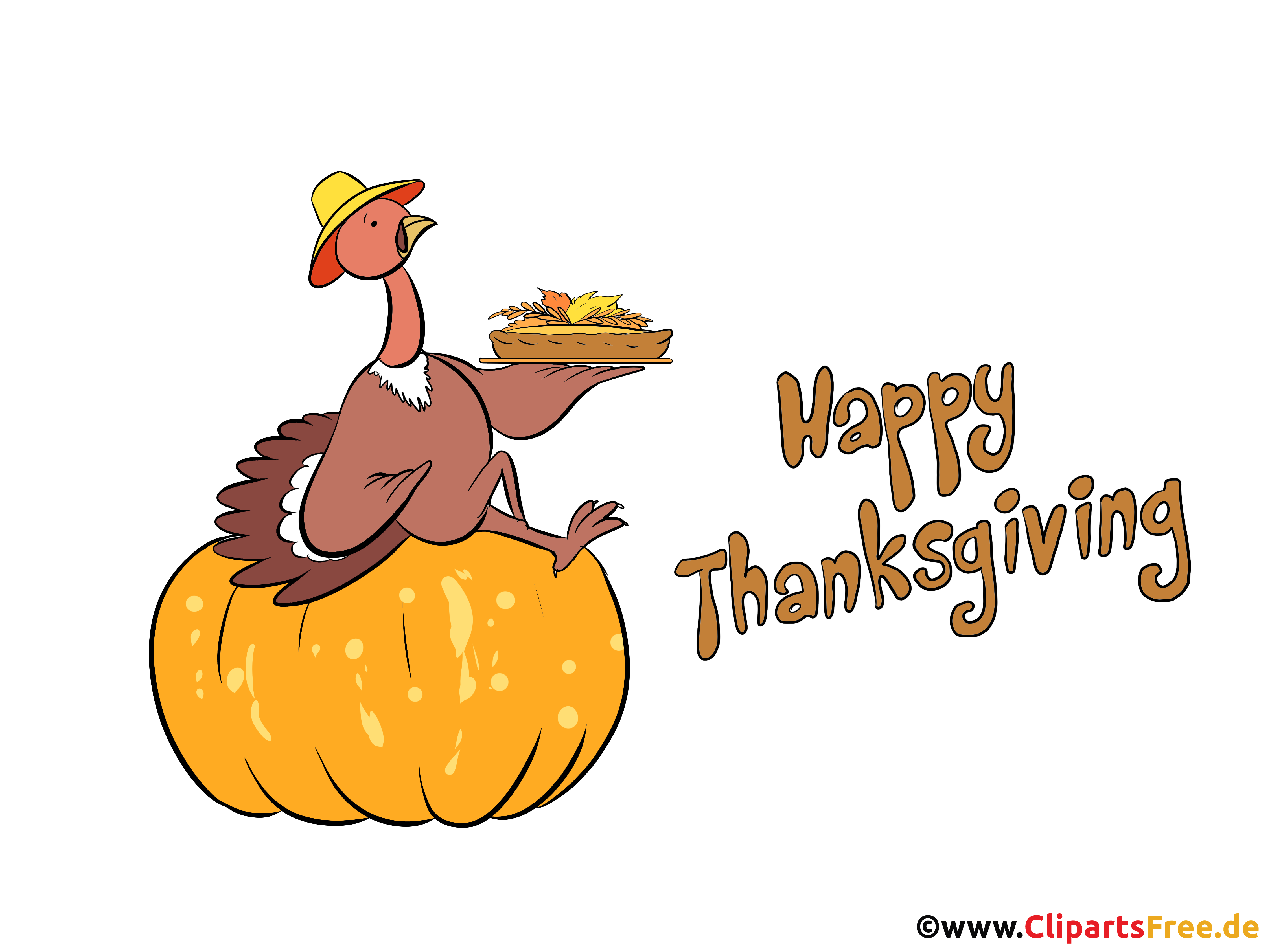 Turkey Nakaupo sa Pumpkin Clipart para sa Thanksgiving Day