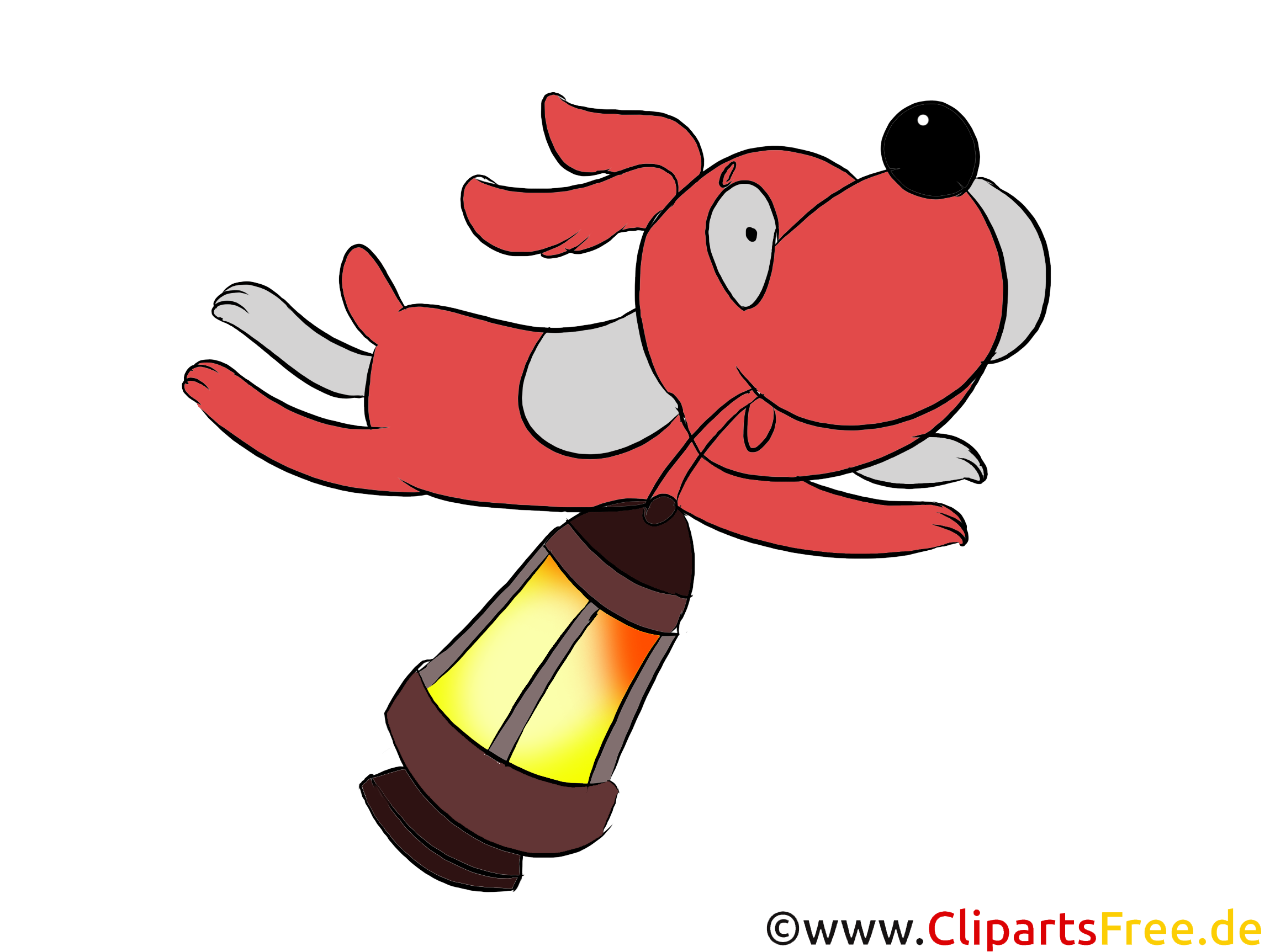 Hund mit Laterne Clipart, Illustration, Bild