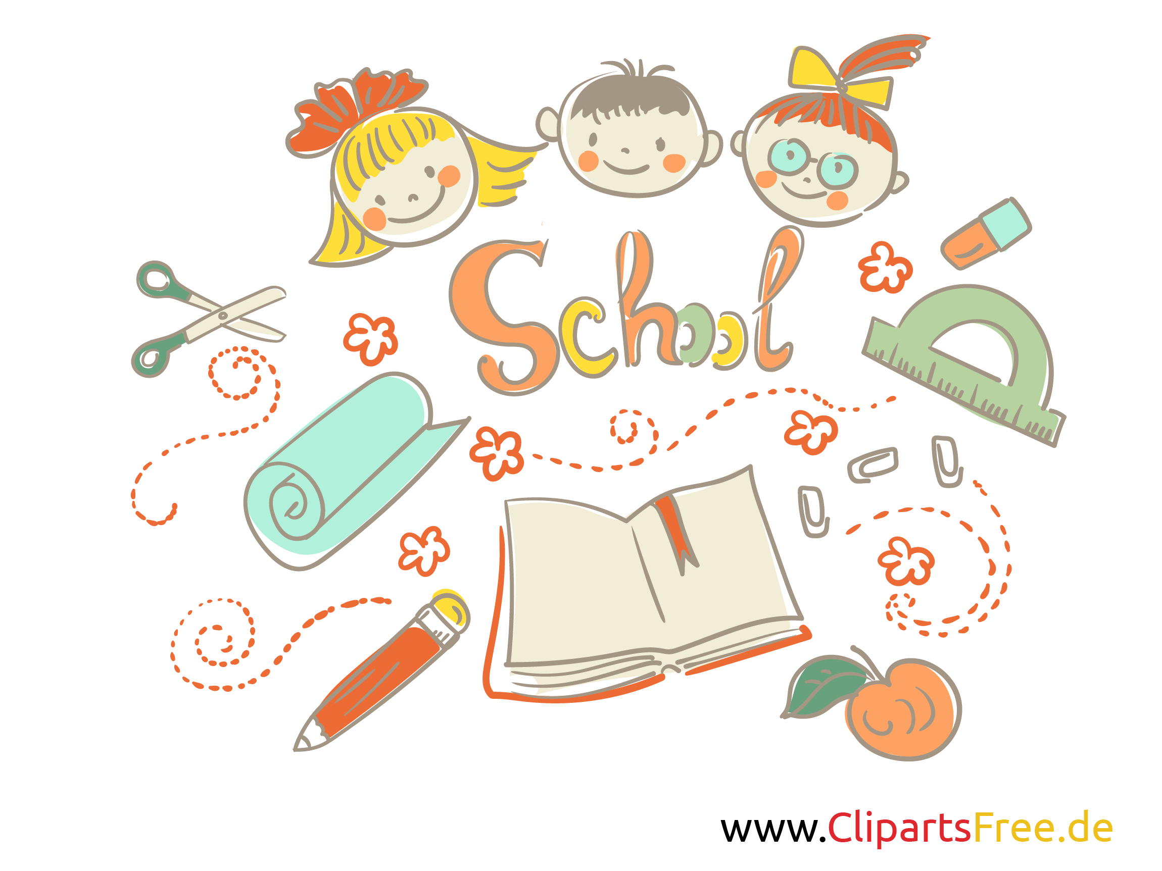 無料クリップアート学校カラフルで面白い