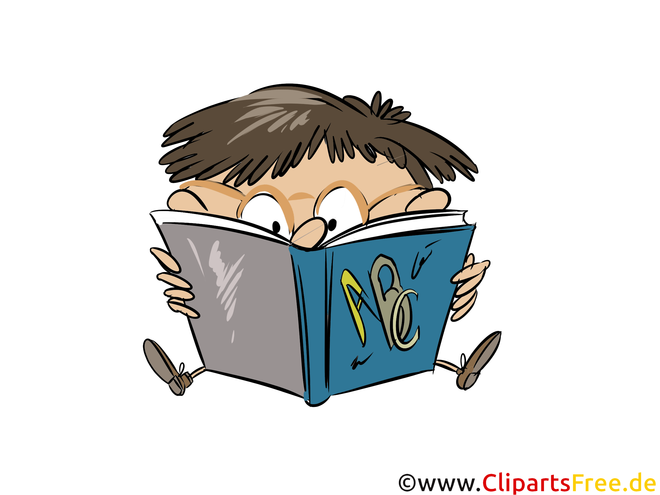 Illustration Junge Liest Buch Schule Schuler Lernen