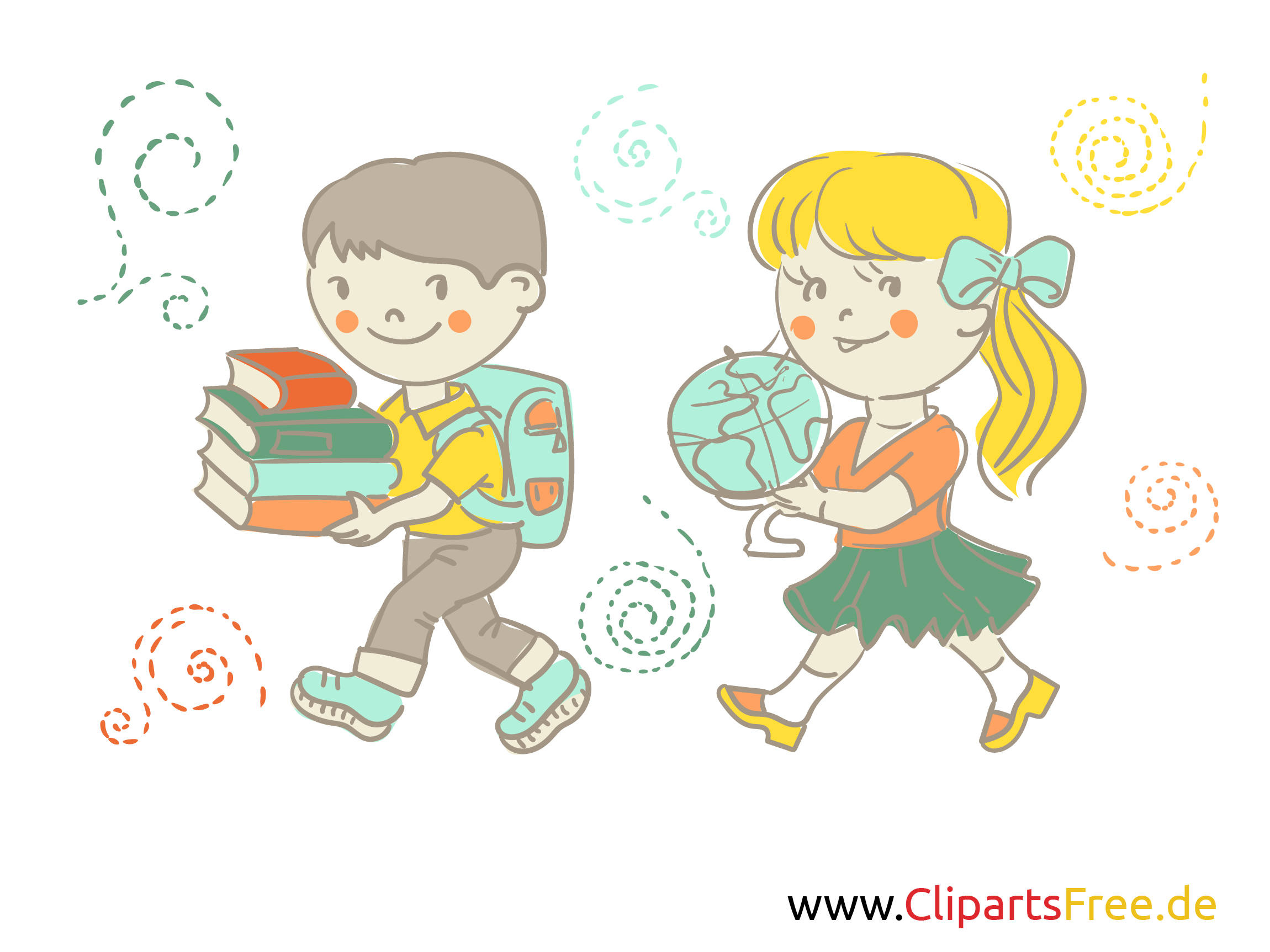 Kinder Gehen In Die Schule Geografieunterricht Illustration Bild Clipart