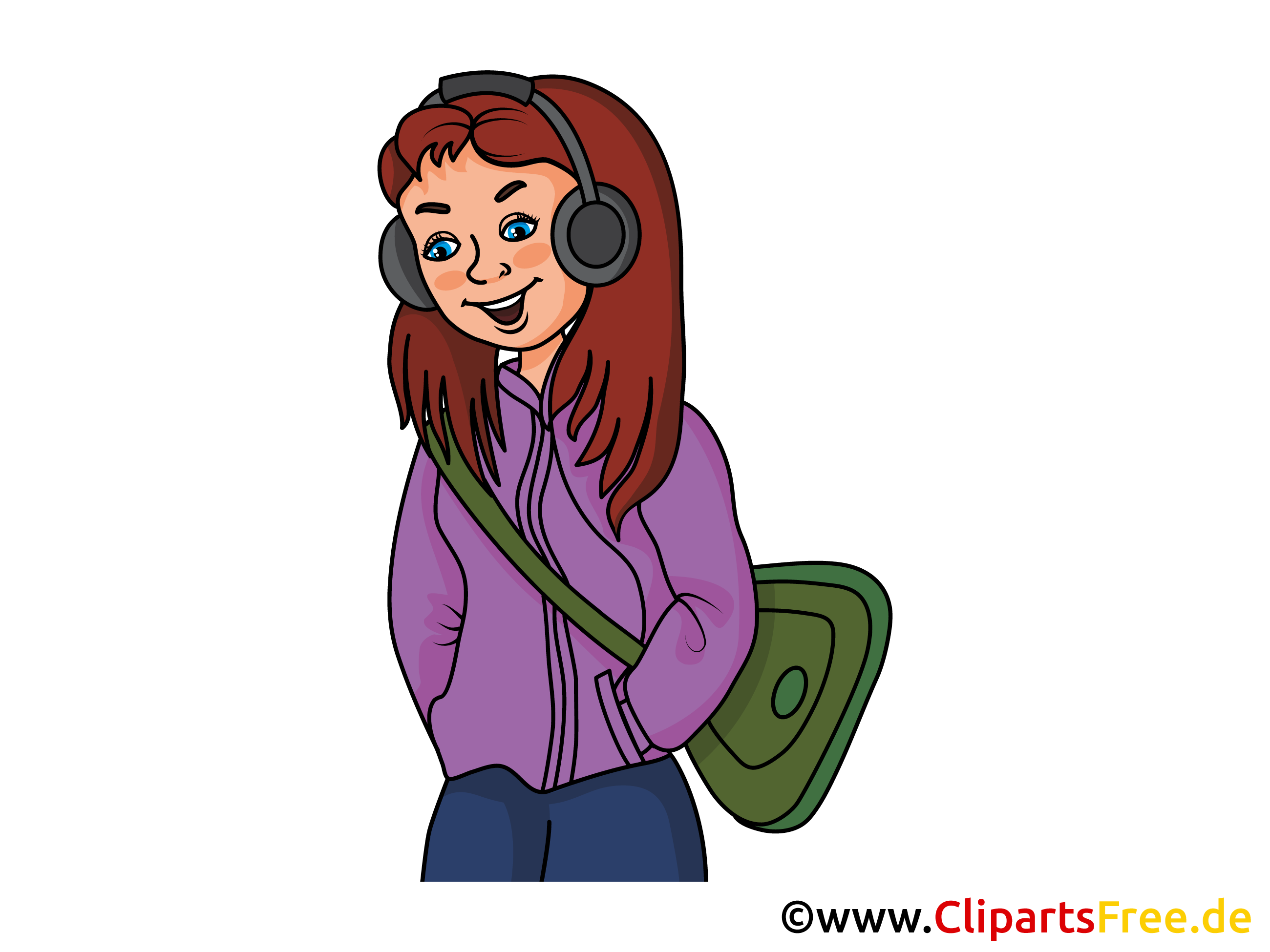 ヘッドフォンスクールクリップアート イラスト 写真 グラフィックスを持つ少女