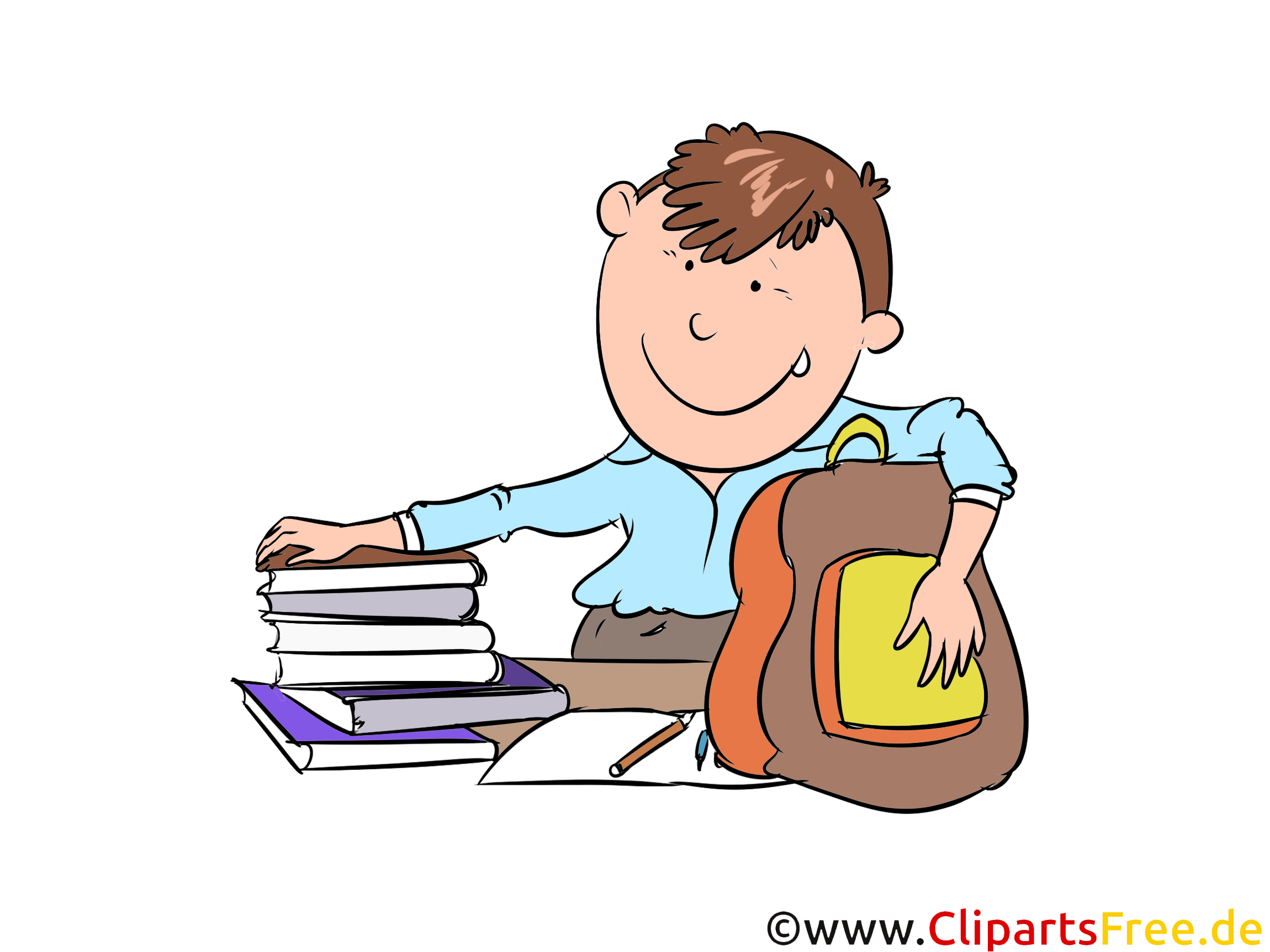 学生と本 バックパックのクリップアート イラスト 絵