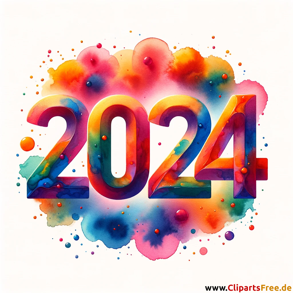 2024 farverige tal til nytårsaften PNGbillede
