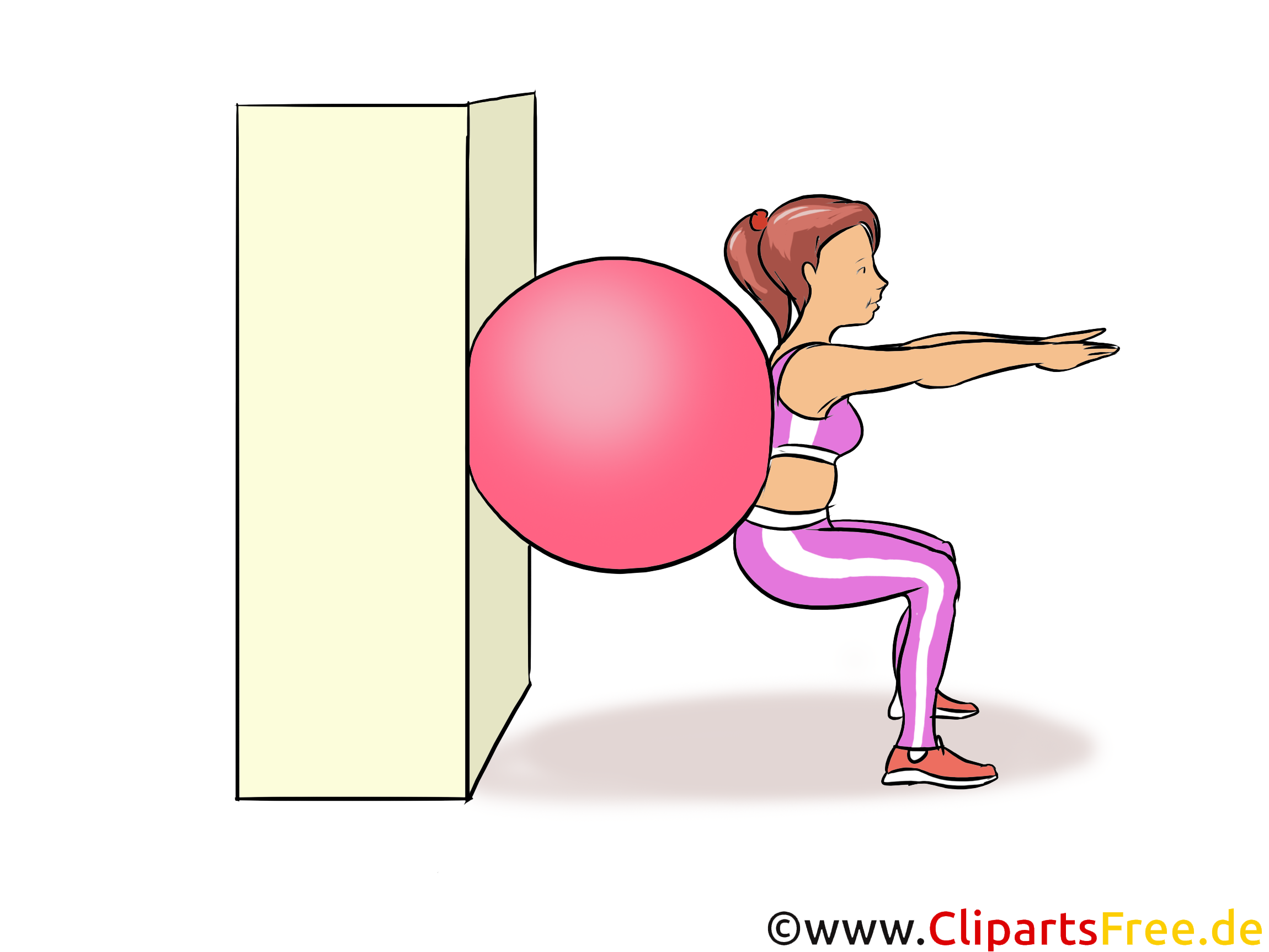 Junge Frau Macht Sportubungen Mit Ball Illustration Zeichnung Bild