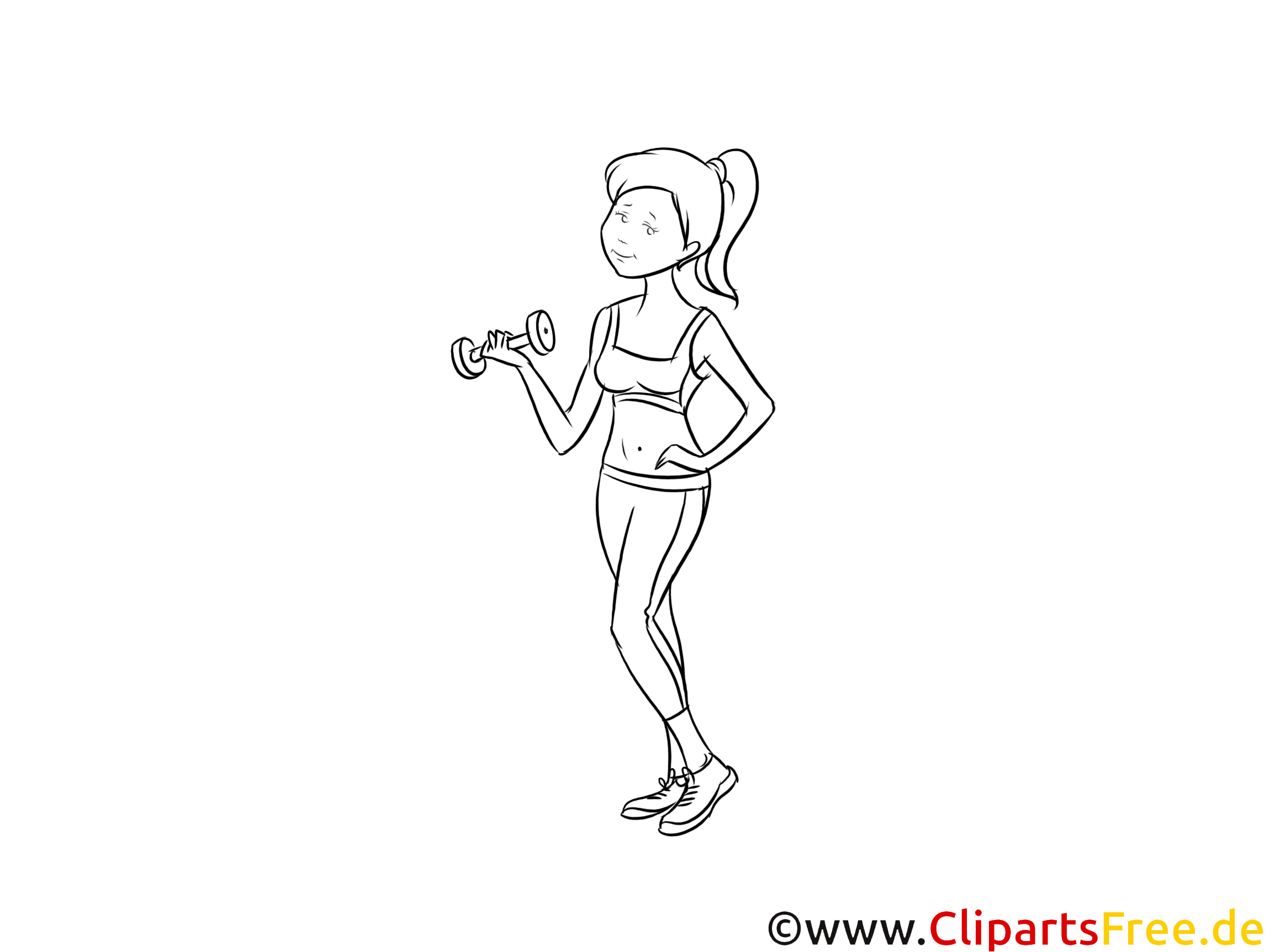 ダンベルフィットネスクリップアートを持つ女の子
