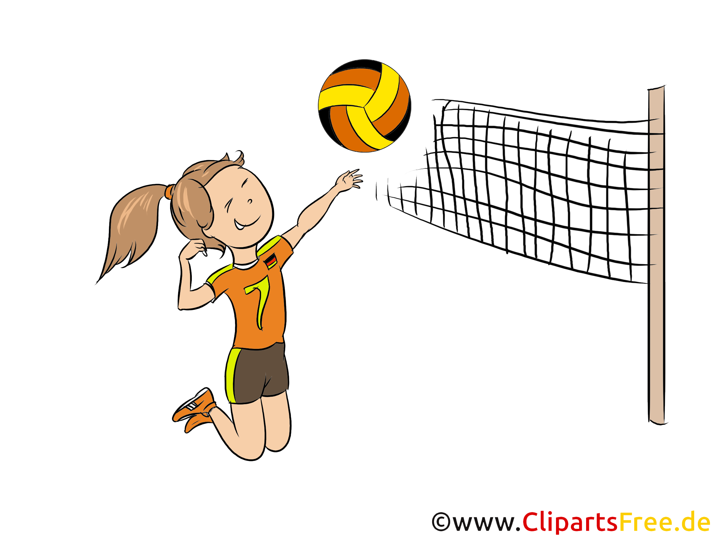 Volleyball Clipart Volleyball Player At Net Hits Ball Classroom Clipart ...