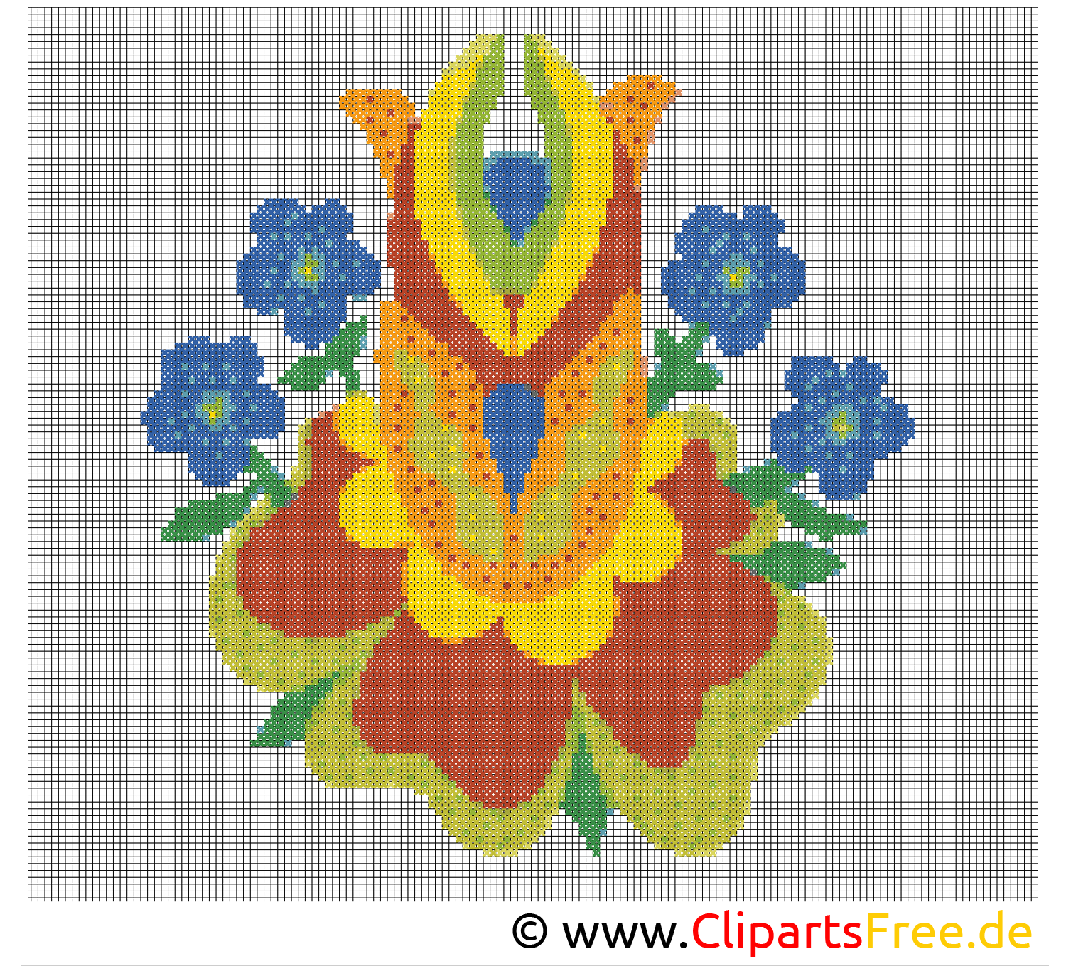 Blume Kreuzstich sticken