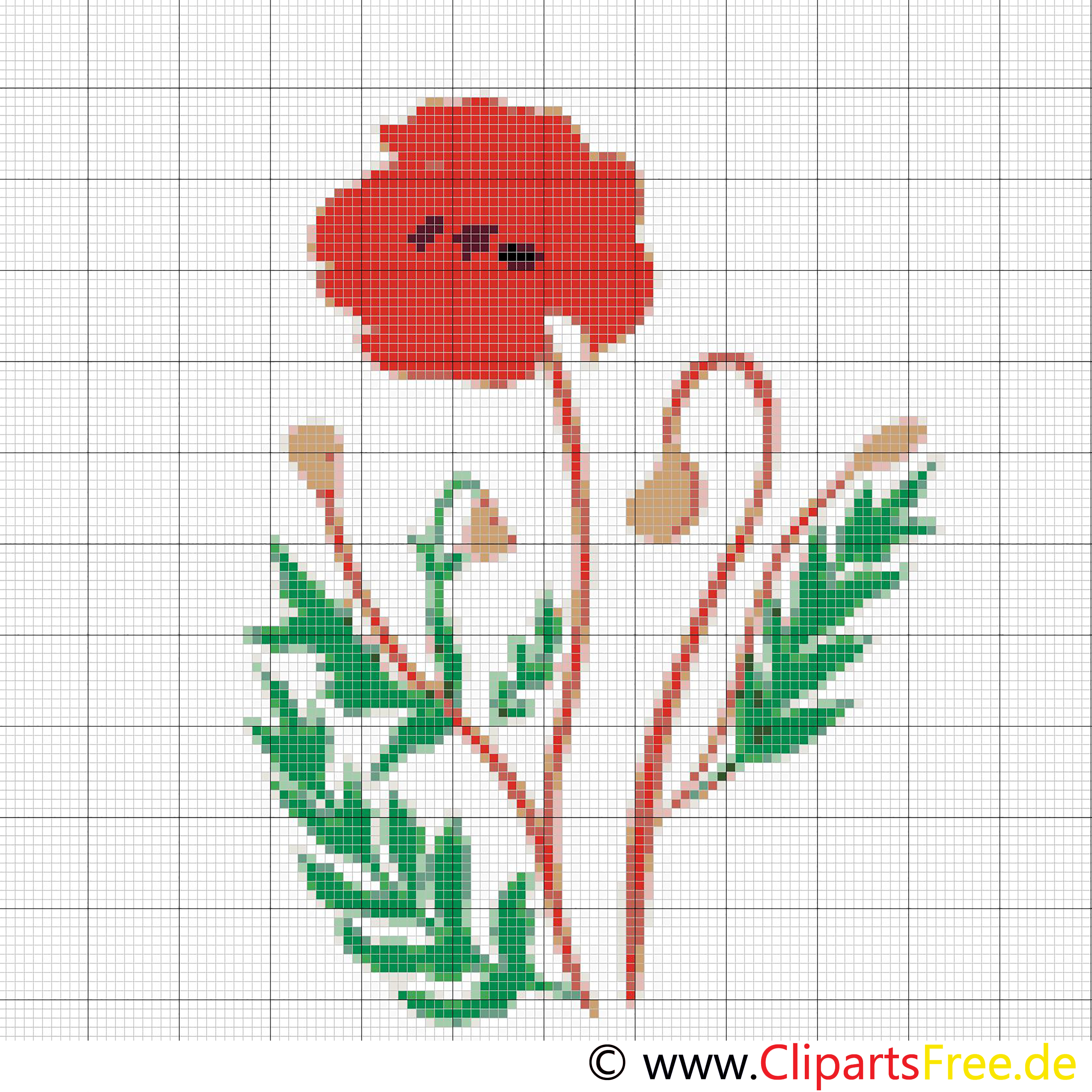 Kreuzstichvorlage kostenlos Mohn