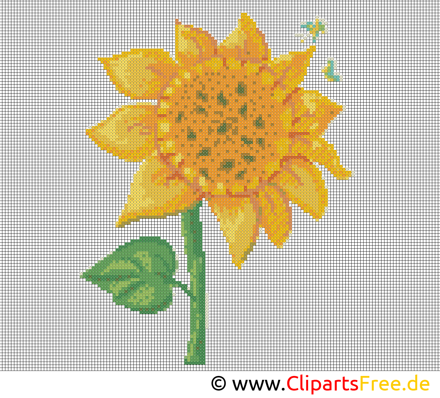 Stickvorlage Sonnenblume - Stickbilder Vorlagen zum Ausdrucken