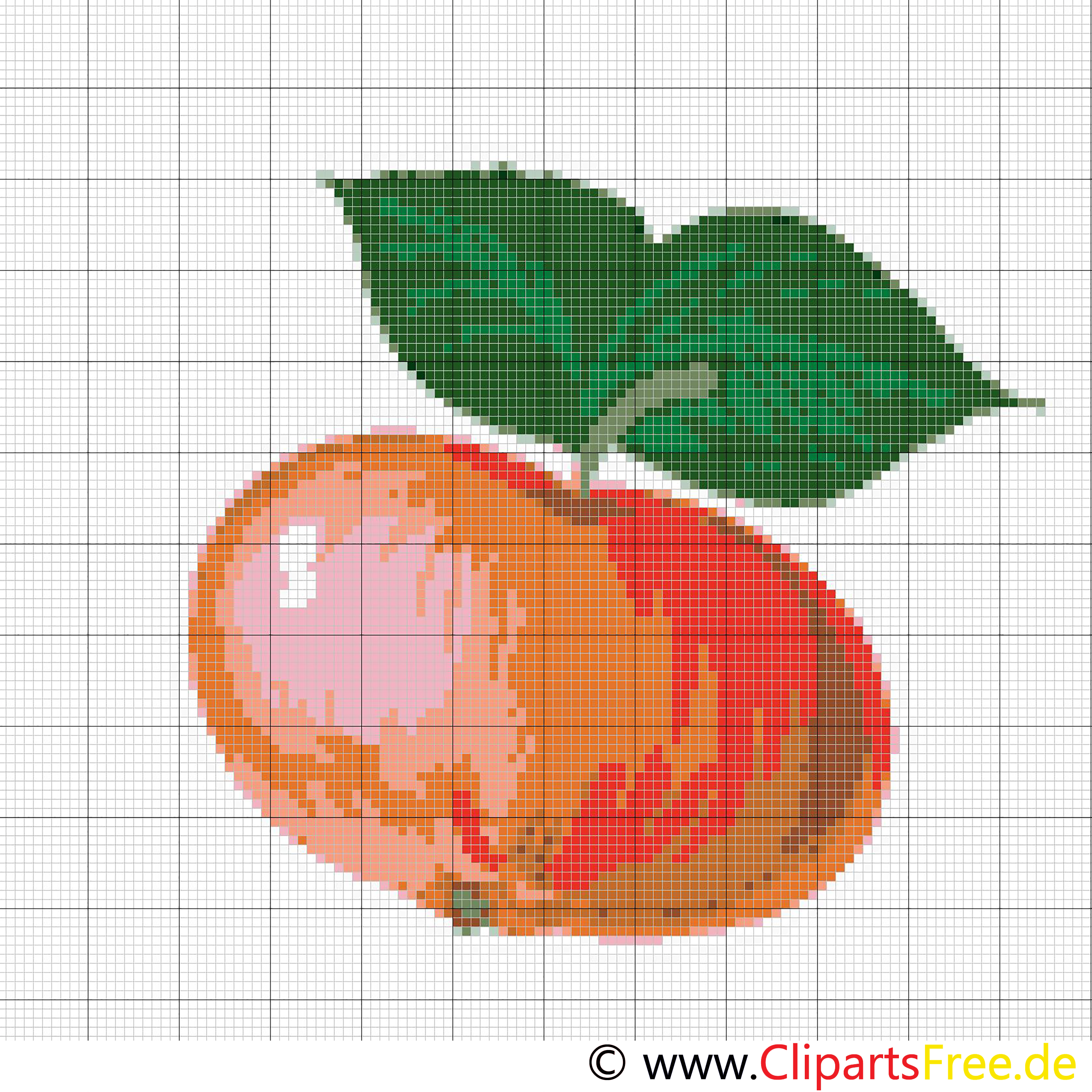 Kreuz Sticken Obst Apfel