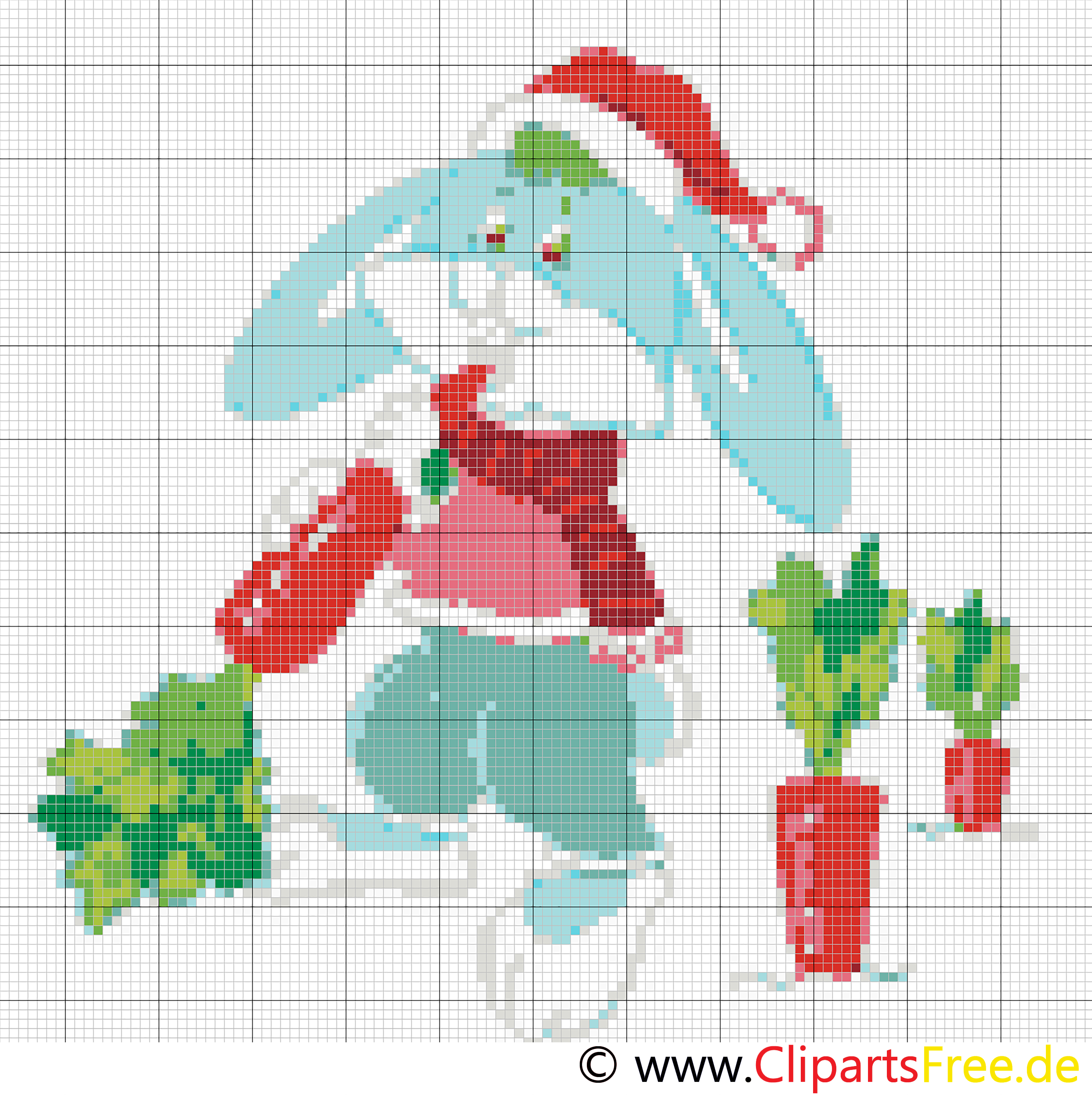 Stickvorlagen Kreuzstich Ostern Kostenlos Zum Ausdrucken Stickvorlage kostenlos Kreuzstich - Osterhase mit Möhren