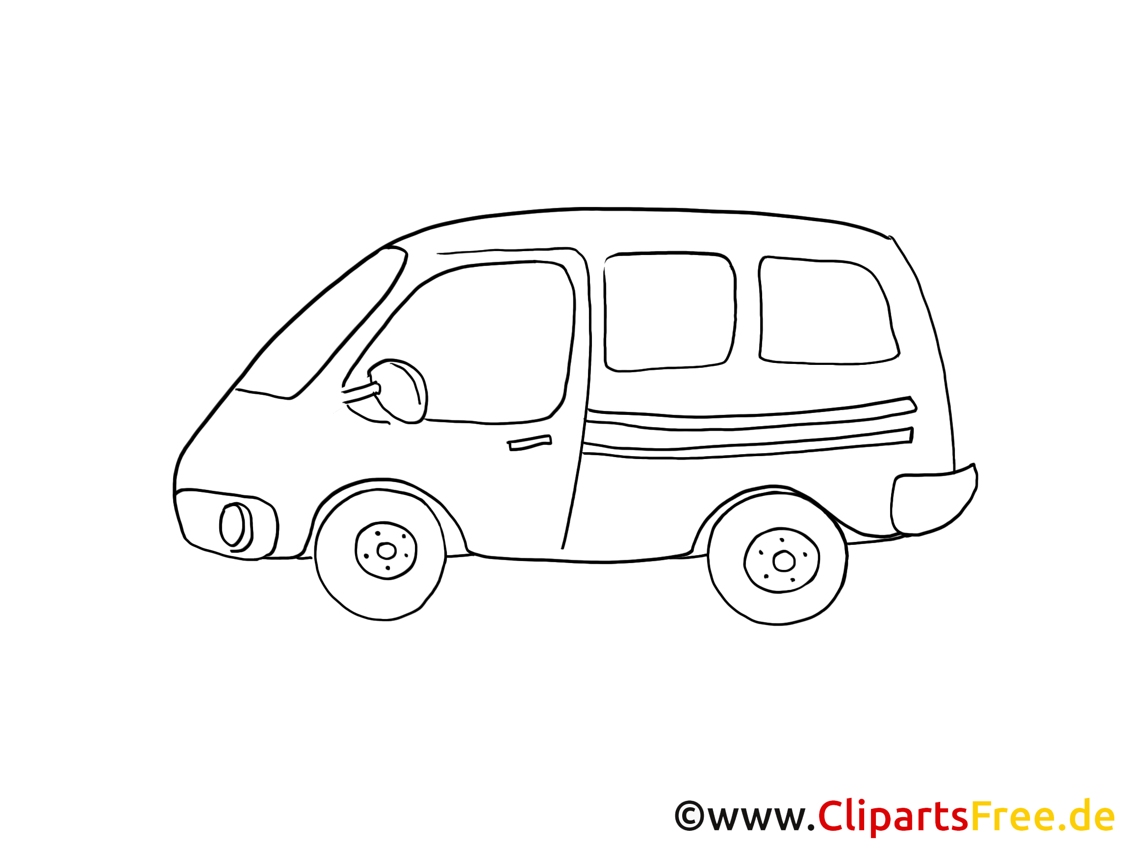 医師の車の絵 白黒のグラフィック クリップアート 絵
