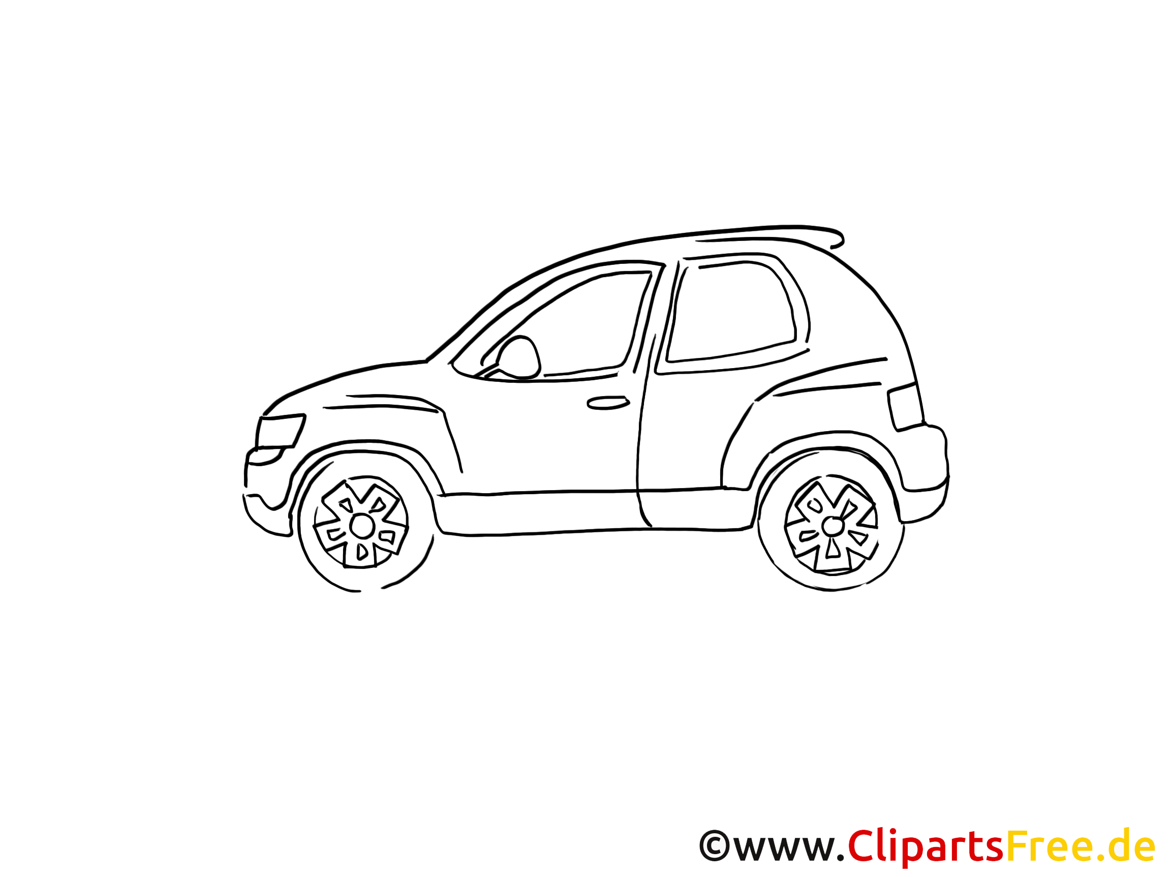 Auto Zeichnung, Grafik schwarz-weiss, Clipart, Bild