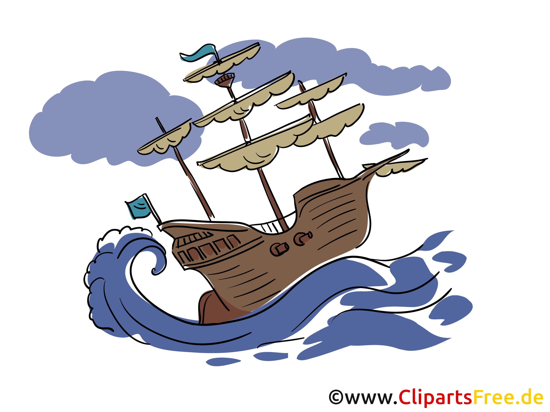 Clipart Title: Storm Clipart Ships in the Sea.