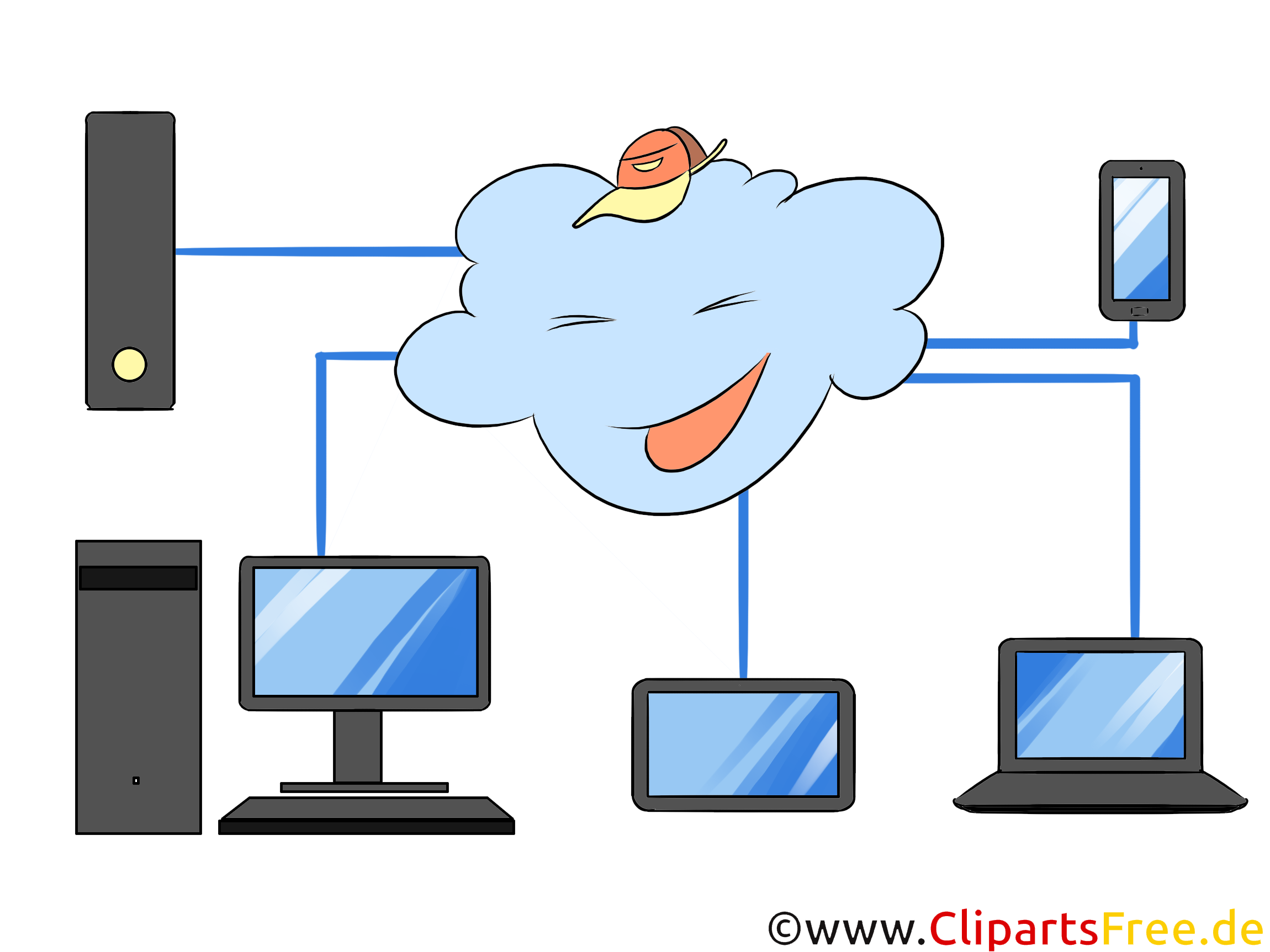 コンピュータネットワーク データクリップアート イラスト グラフィック用のクラウド