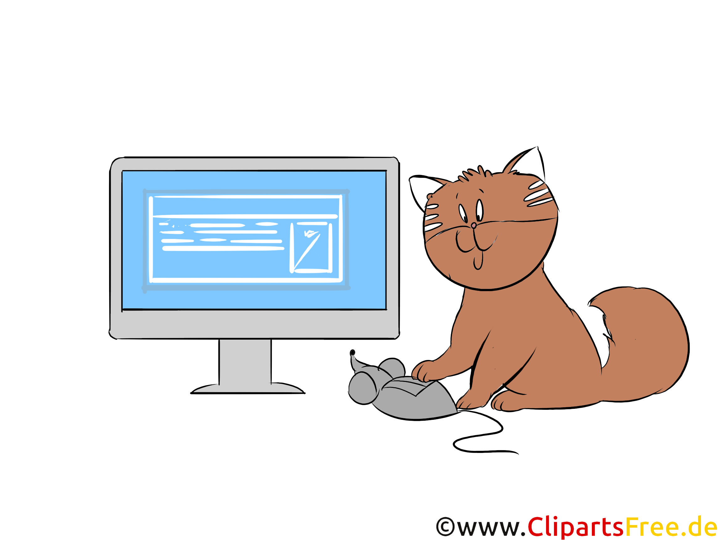 コンピューターのマウスクリップアート 画像 イラストで遊ぶ猫
