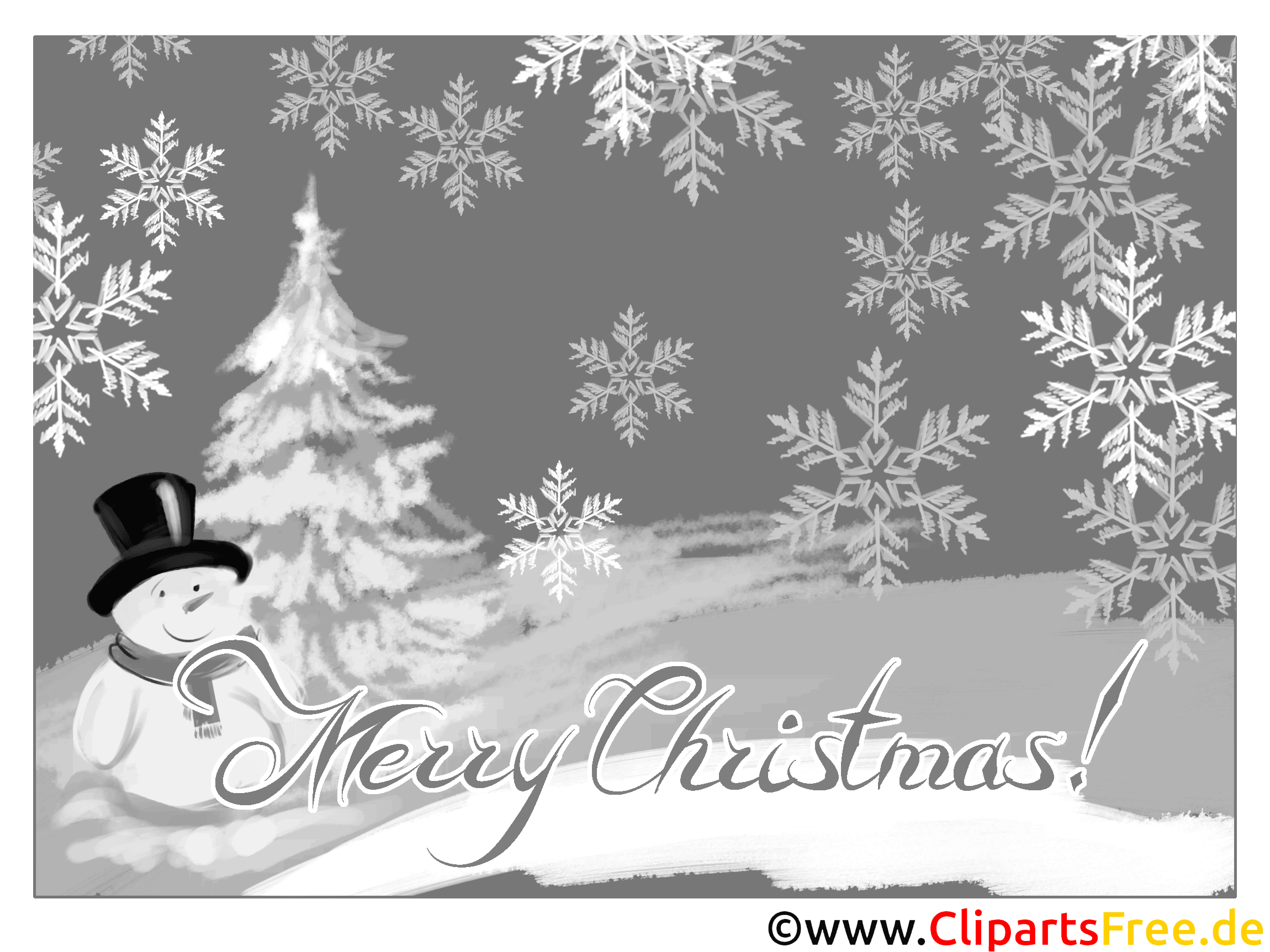 Schwarz weisse Grusskarte zu Weihnachten