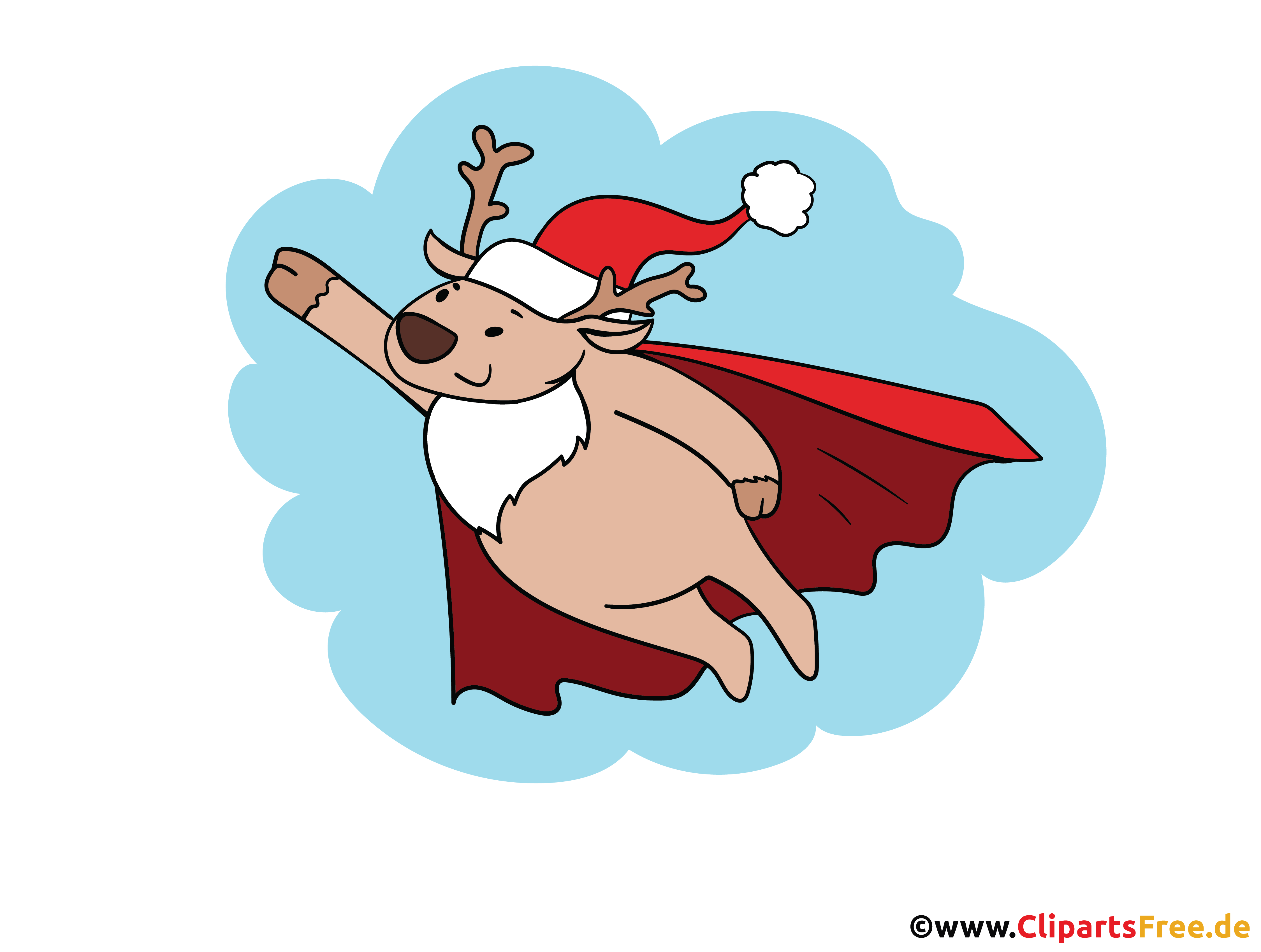 Hirsch Weihnachtsmann als Superman Bild für Lehrer und Schüler