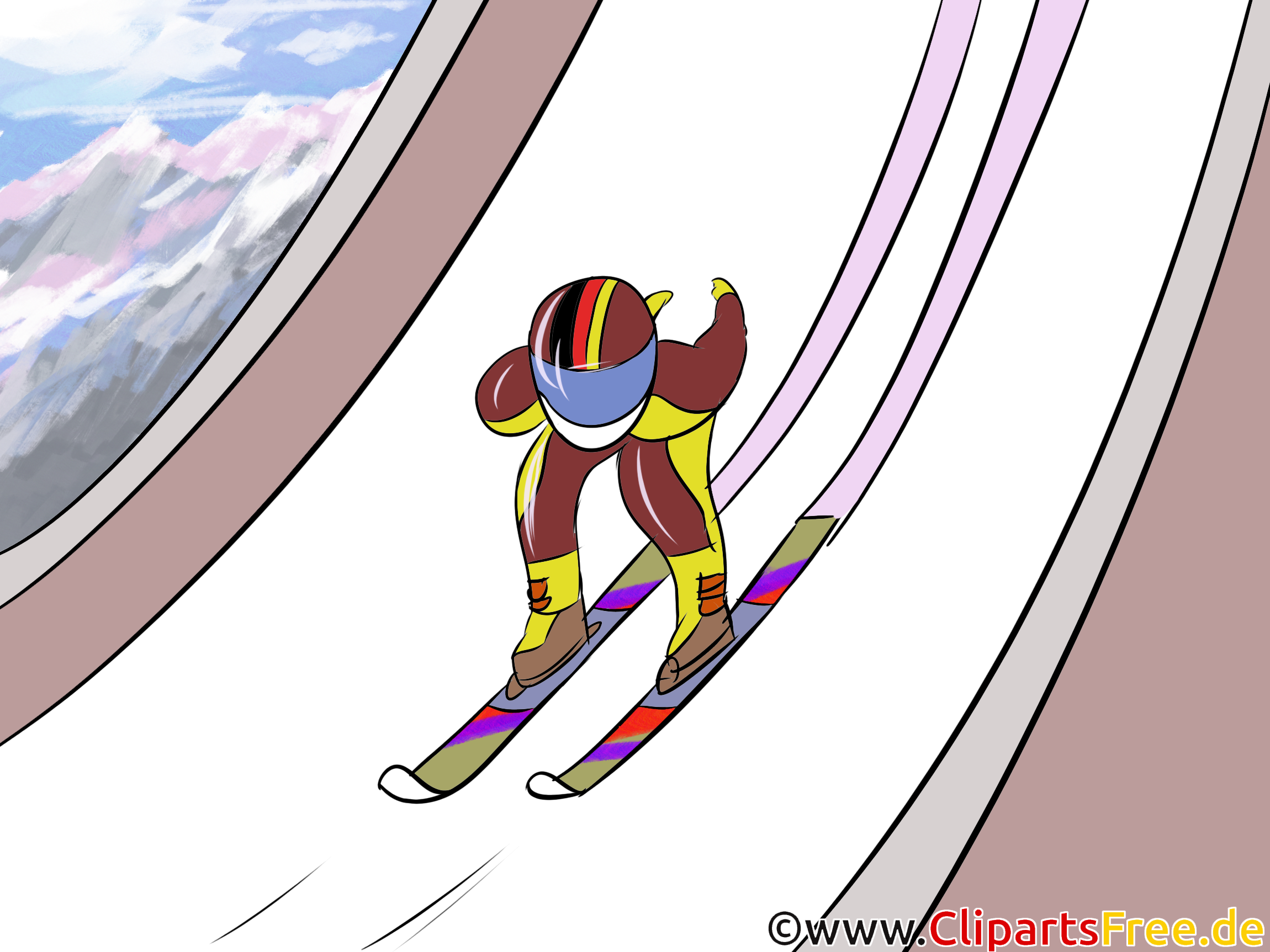 スキージャンプイラスト ウィンタースポーツのクリップアート 写真