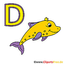 Abc zum Ausdrucken - Delfin Bild für Kindergarten