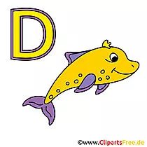 Abc zum Ausdrucken - Delfin Bild für Kindergarten