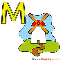 Buchstaben Vorlagen - Mühle Bild für Grundschule