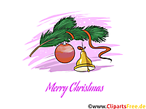 Advent Bild Tannenzapfen, Glöckchen und Tannenbaum-Schmuck