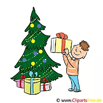 Mga larawan ng pagdating na may Christmas tree, mga regalo sa Pasko at mga dekorasyong Pasko
