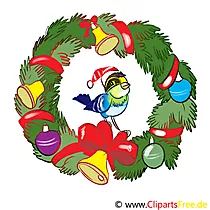Ilustrasyon ng Christmas wreath, larawan, clip art, cartoon nang libre