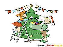 Adventsbild Kinder und Weihnachtsbaum