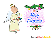 Adventskarte selbst gestalten mit Clipart-Illustration mit Engel und Tannenzapfen