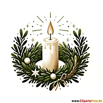 Adventskranz mit Kerze Clip Art zum Advent