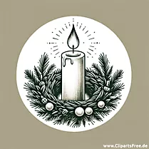 Adventní věnec se svíčkou jednoduchý klipart