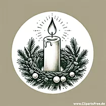 Adventski vijenac sa svijećom jednostavan klipart