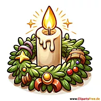Adventskranz mit leuchtender Kerze Bild