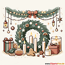 Adventskranz mit Weihnachtsschmuck Bild