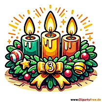 Crtani klipart za Advent s božićnim vijencem i svijećama