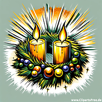 Clipart med adventskrans med to lys