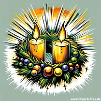Clipart met adventskrans met twee kaarsen