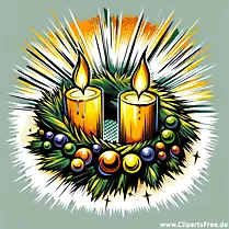 Clipart s adventskim vijencem s dvije svijeće