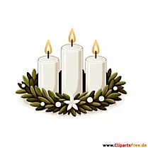 Clipart mit drei Kerzen zum Advent