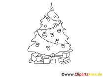 Црно-бели клипарт божићно дрвце