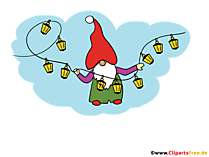 Gnom mit Girlande Illustration, Bild, PNG Clipart zu Weihnachten