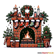 Kamin s isječkom poklona za Advent